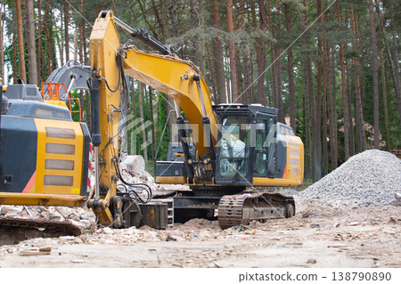 Excavators working Excavators working 138790890