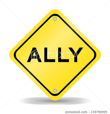 Yellow color transportation sign with word ally on white background Yellow color transportation sign with word ally on white background 138790995