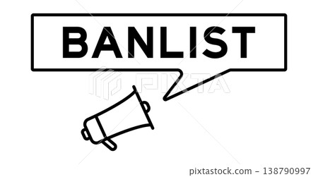 Megaphone icon with speech bubble in word banlist on white background 138790997