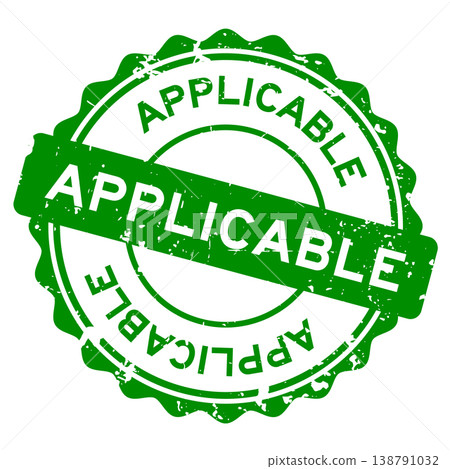 Grunge green applicable word round seal stamp on white background 138791032