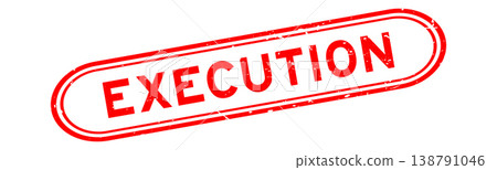 Grunge red execution word rubber seal stamp on white background 138791046