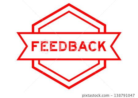 Vintage red color round label banner with word feedback on white background Vintage red color round label banner with word feedback on white background 138791047
