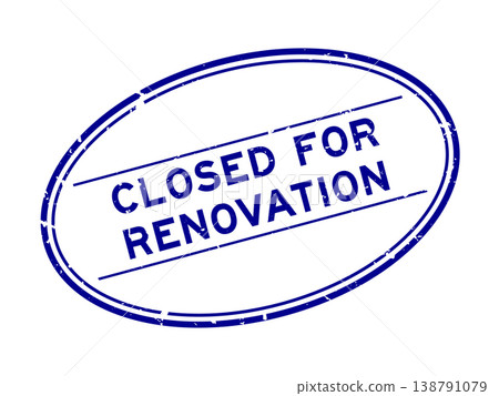 Grunge blue closed for renovation word oval rubber seal stamp on white background Grunge blue closed for renovation word oval rubber seal stamp on white background 138791079