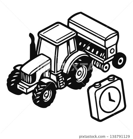 tractor with a tractor icon, outline style 138791129