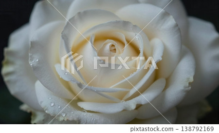 Elegant White Rose with Dew Drops Texture Lighting Mood Commercial Use 138792169