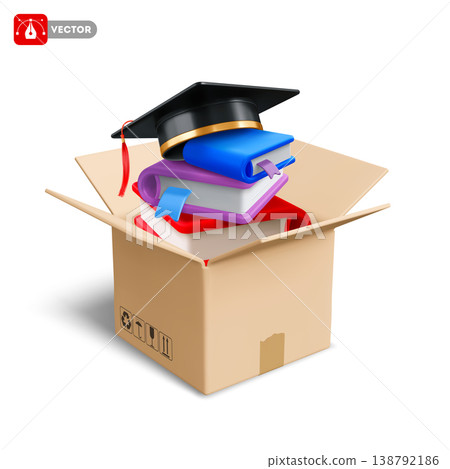 Books and Mortarboard in the Delivery Cardboard Box Books and Mortarboard in the Delivery Cardboard Box 138792186