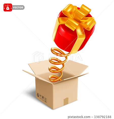 Surprise Delivery Box With Gift Box Popping Out Of It Surprise Delivery Box With Gift Box Popping Out Of It 138792188