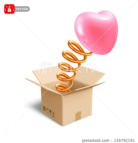 Surprise Delivery Box With Heart Jumping Out Of It 138792191