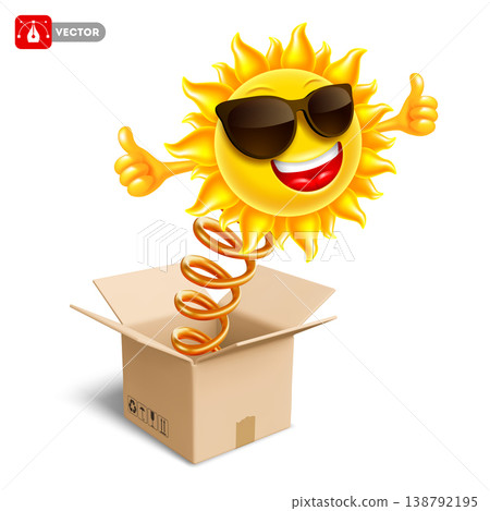 Surprise Delivery Box With Smiling Sun Popping Out Of It 138792195