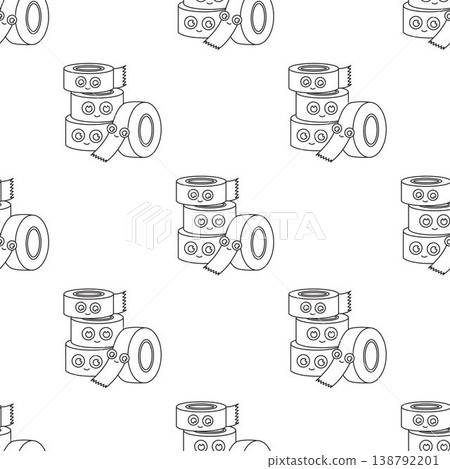 outline office tape seamless pattern 138792201