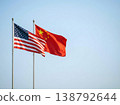 USA and China flags waving together international relations concept. 138792644