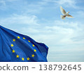 European Union flag with dove symbol of peace. 138792645