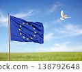 European Union flag with dove symbol of peace. 138792648