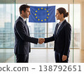 Business handshake in front of European Union flag. 138792651