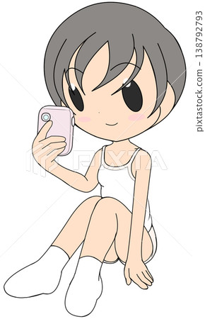 Girls relaxing and checking their smartphones Girls relaxing and checking their smartphones 138792793