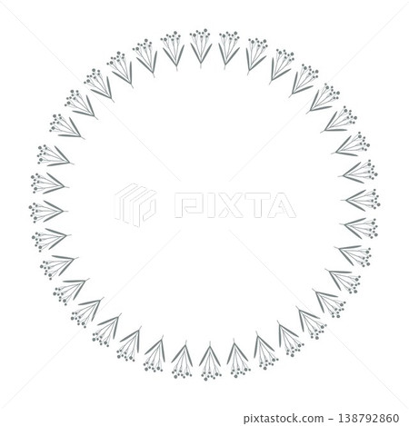 Simple vector botanical wreath of plants in a monochrome palette Simple vector botanical wreath of plants in a monochrome palette 138792860
