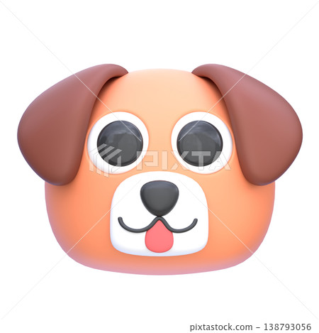 Cute 3D Dog Icon, Cartoon Pet Animal Face, Adorable Puppy Character, Soft Rounded Illustration for UI App Sticker Mascot Design Cute 3D Dog Icon, Cartoon Pet Animal Face, Adorable Puppy Character, Soft Rounded Illustration for UI App Sticker Mascot Design 138793056