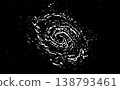 Abstract Black and White Spiral Galaxy Ink Texture Vector Illustration with Grunge Swirl Vortex Stardust Pattern on Dark Background 138793461