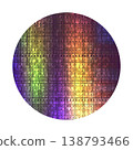 Colorful Semiconductor Silicon Wafer with Microchip Grid Pattern 138793466