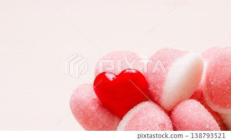 Pink jellies or marshmallows with sugar closeup 138793521