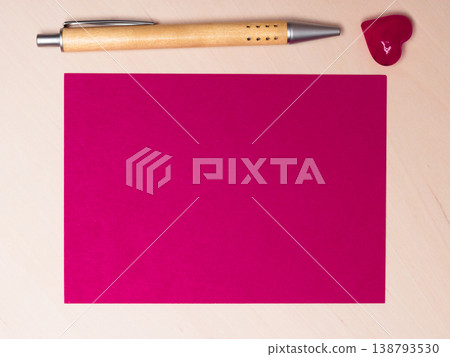 blank sheet of paper heart and pen on table blank sheet of paper heart and pen on table 138793530