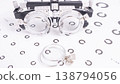 Optical device with large circular lenses on black frame 138794056