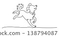 Happy dog run and jump. Continuous one line art drawing style. 138794087