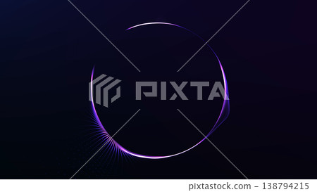 Glowing purple neon ring on dark background with soft radial motion. Futuristic abstract circle with digital energy, clean minimal look and vivid luminous depth. 138794215