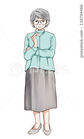 A full-body illustration of a kind-looking elderly woman. (Troublesome) 138794466