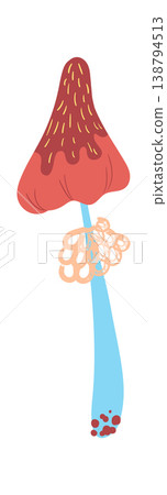 Mushroom With Spore Cluster Cartoon 138794513