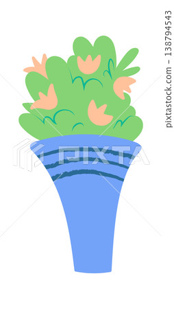 Bouquet Wrapped Tulips Cartoon 138794543