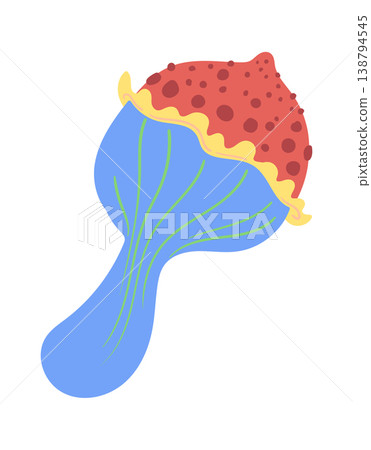 Mushroom Cap With Wavy Gills Cartoon Mushroom Cap With Wavy Gills Cartoon 138794545