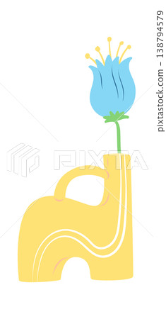 Vase Holding Single Bloom Cartoon Vase Holding Single Bloom Cartoon 138794579