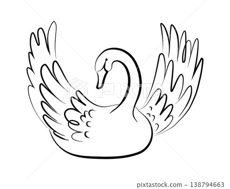 Swan Spreading Wings Line Art Swan Spreading Wings Line Art 138794663