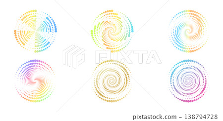 Abstract circle design featuring gradient dot patterns in vivid colors. Eye-catching radial halftone effect ideal for contemporary branding and graphic projects. 138794728