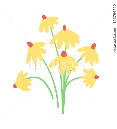 Coneflower Bouquet Swaying Cartoon 138794730