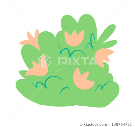 Bush With Flowers Cartoon Style 138794732