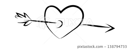 Heart Pierced By Arrow Line Art 138794733