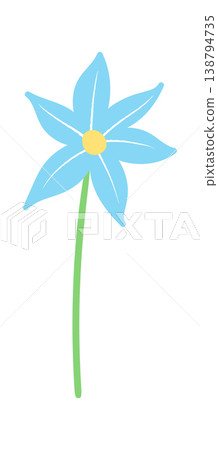 Flower Stem With Six Petals Cartoon Flower Stem With Six Petals Cartoon 138794735