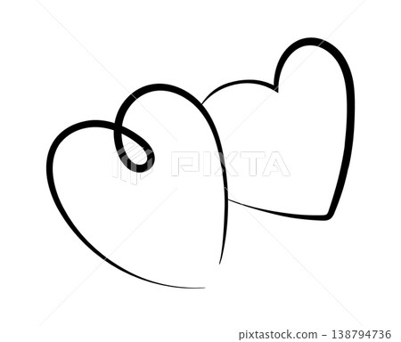 Heart Duo Linked Line Art Heart Duo Linked Line Art 138794736
