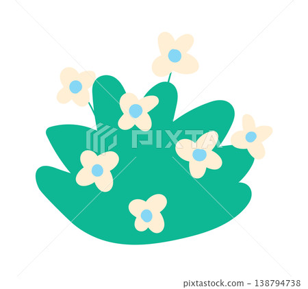 Bush With Blossoms Cartoon Style Bush With Blossoms Cartoon Style 138794738