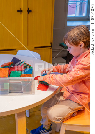 Child Learning with Colorful Building Blocks and Magnetic Tiles. Child Learning with Colorful Building Blocks and Magnetic Tiles. 138794876