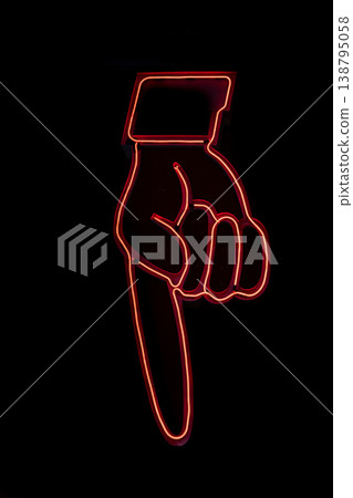 Neon Hand Gesture Interactive Exhibit. Neon Hand Gesture Interactive Exhibit. 138795058