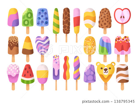 Popsicle Collection Assortment Set Cartoon Style Popsicle Collection Assortment Set Cartoon Style 138795345