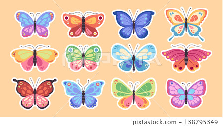 Butterfly Sticker Set Collection Cartoon 138795349