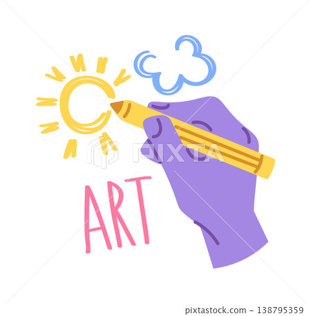 Hand Drawing Sun Doodle Cartoon Style 138795359