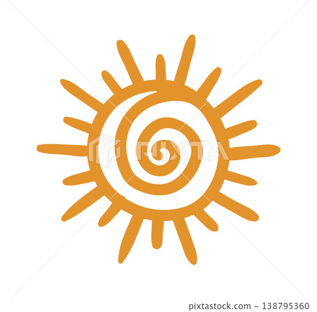 Sun Spiral Emblem Hand Drawn Symbol Sun Spiral Emblem Hand Drawn Symbol 138795360