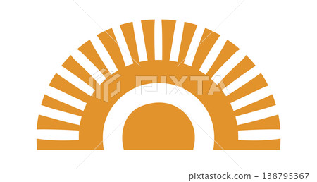 Sunburst Rising Half Circle Geometric Emblem Sunburst Rising Half Circle Geometric Emblem 138795367