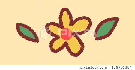 Flower Bloom With Leaves Hand Drawn Flower Bloom With Leaves Hand Drawn 138795394