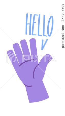 Hand Waving Greeting Gesture Cartoon Hand Waving Greeting Gesture Cartoon 138795395